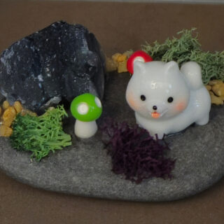 Puppy and Flourite Gemstone Rock Garden