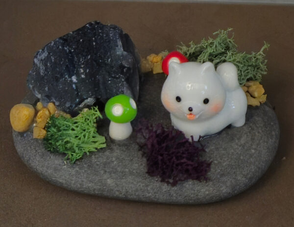 Puppy and Flourite Gemstone Rock Garden