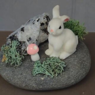 Bunny and Moonstone Gemstone Rock Garden