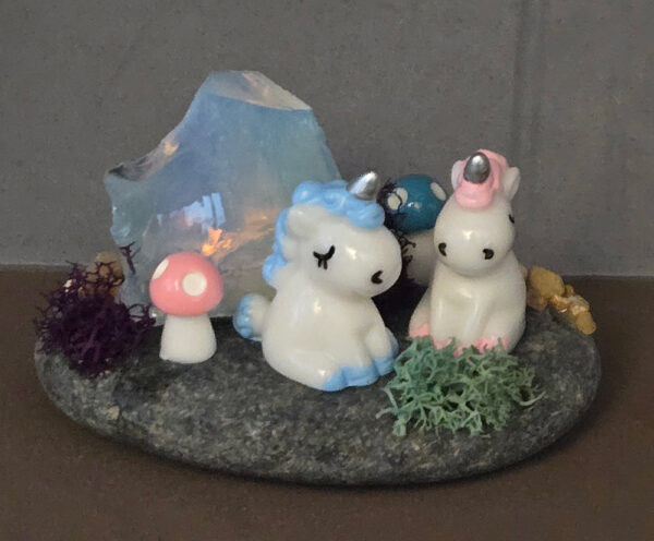 Unicorns and Opalite Gemstone Rock Garden