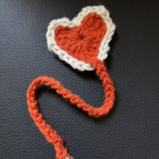 Crochet Heart Bookmark - Orange