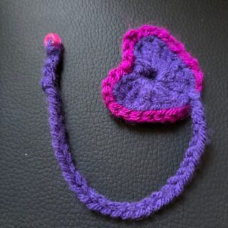 Crochet Heart Bookmark - Purple