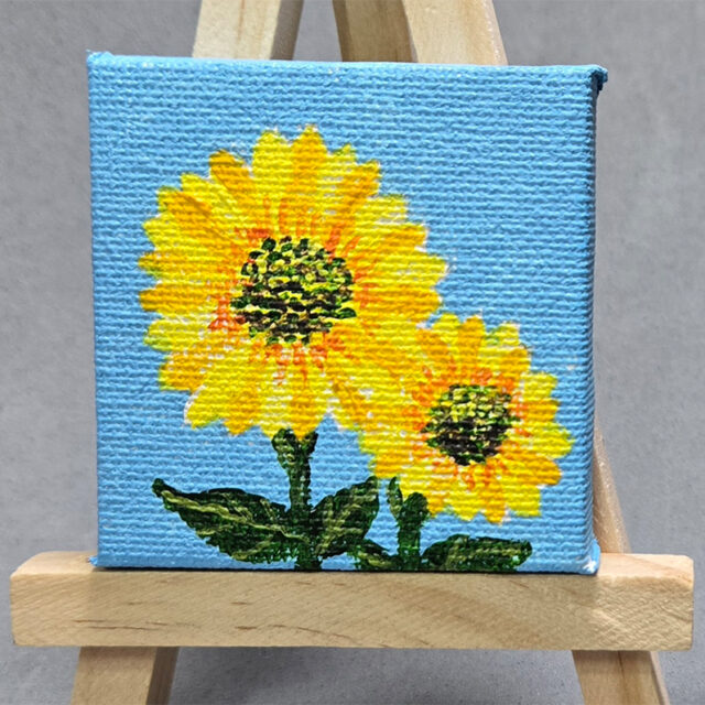 Sunflowers (2) 2x2 Miniature w/Easel