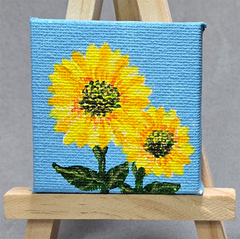 Sunflowers (2) 2x2 Miniature w/Easel