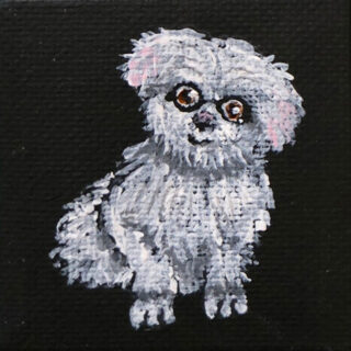 Maltese Puppy 2x2 Miniature w/Easel