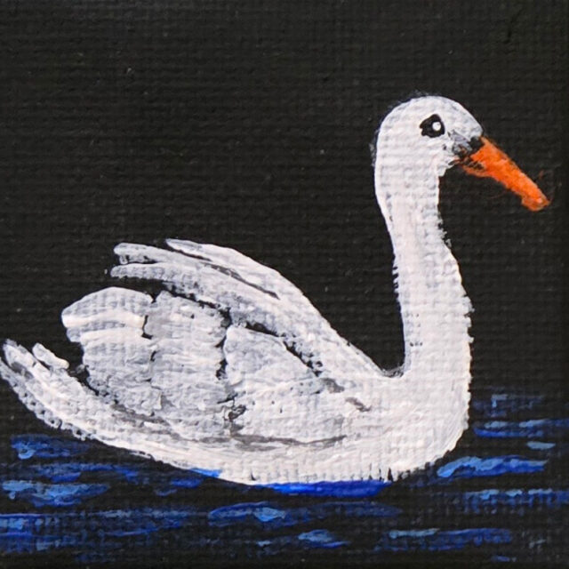 White Swan 2x2 Miniature w/Easel