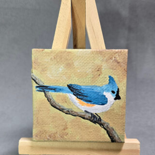 Tufted Titmouse 2x2 Miniature w/Easel