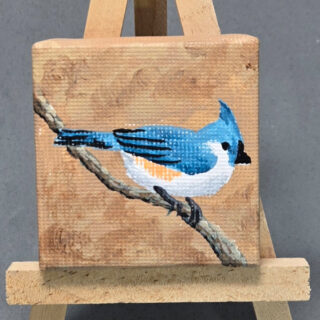 Tufted Titmouse 2x2 Miniature w/Easel