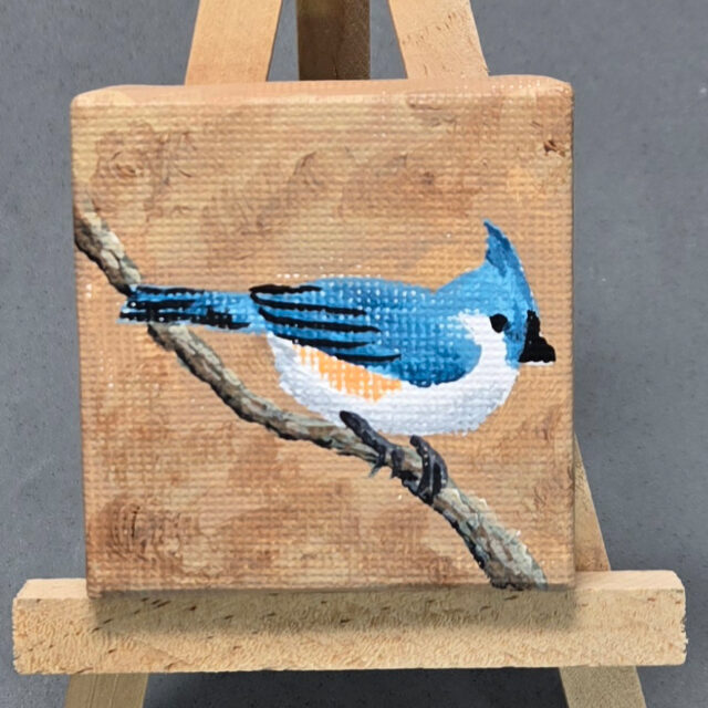 Tufted Titmouse 2x2 Miniature w/Easel