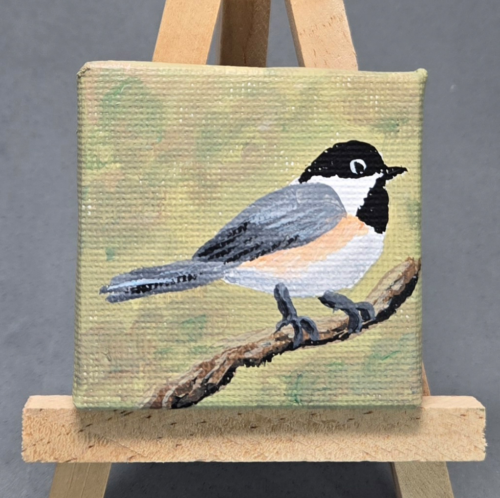 Chickadee 2x2 Miniature w/Easel