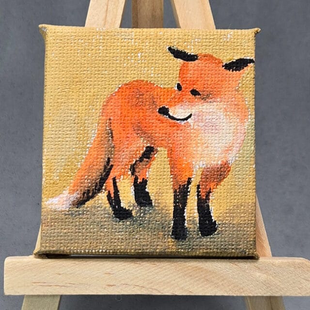 Red Fox 2x2 Miniature w/Easel